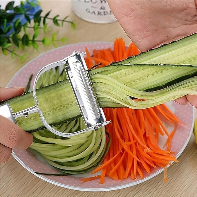 2 in 1 Stainless Steel Vegetable Peeler Multi-Functional Fruit & Veggie Shredder Slicer and Grater 